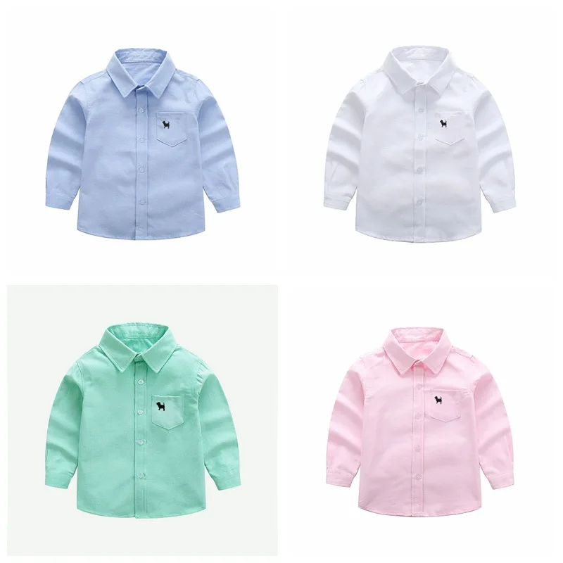 IENENS Boys Shirts Clothes Solid Color Baby Long Sleeve Shirts Kids Spring Tops Tees Children Casual Blouse