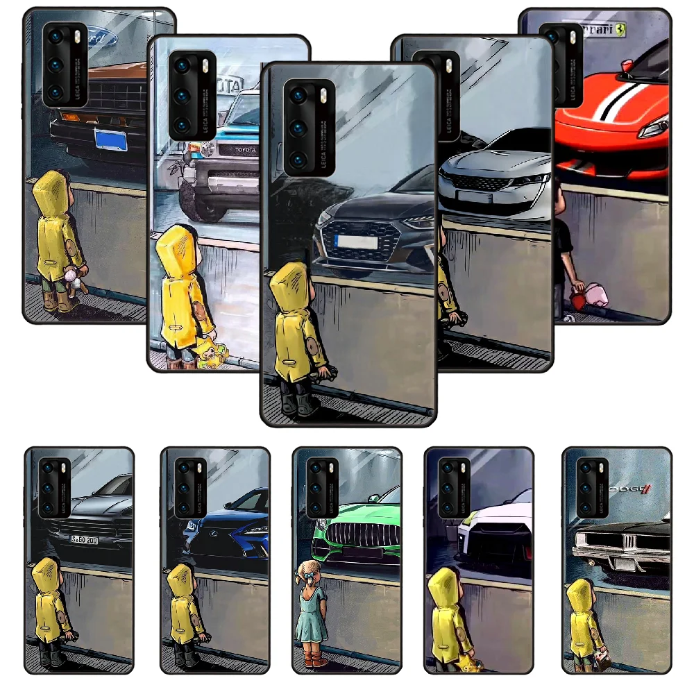 Phone Case For Huawei P20 P30 P40 P Smart Z + P10 Mate 30 10 20 Lite Pro Black Cover Etui Jdm Drift Boy See Sports Car | Мобильные