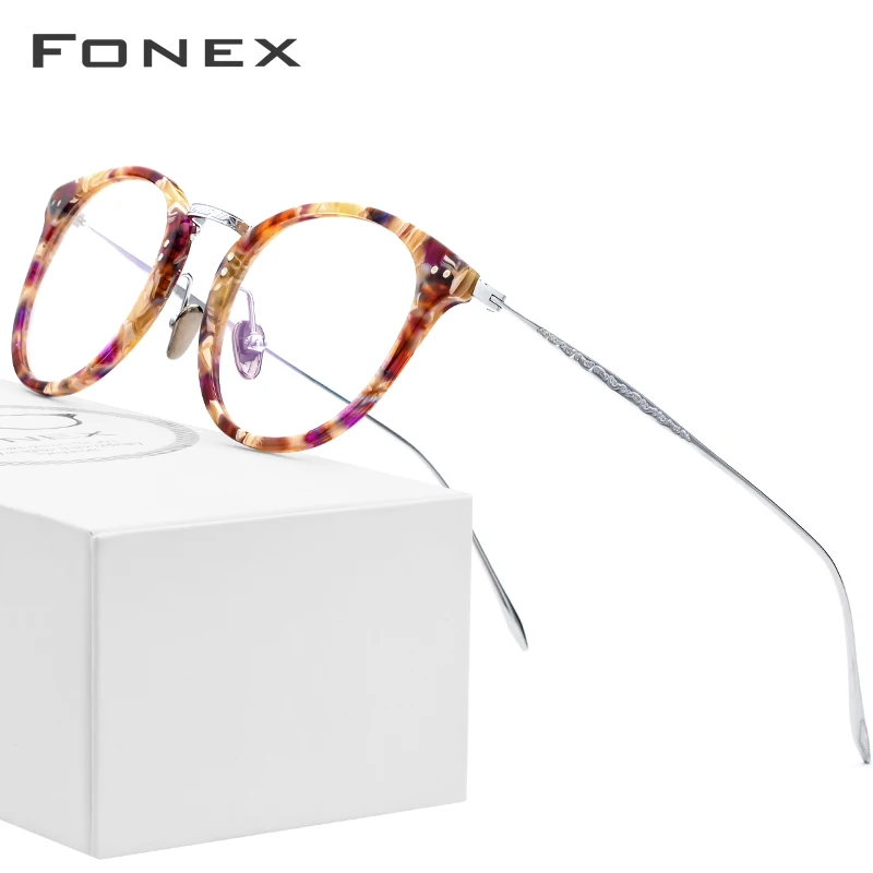 Мужские и женские очки с оправой из чистого титана FONEX винтажные круглые