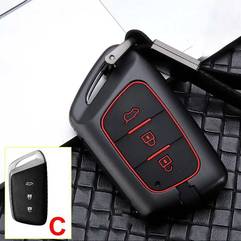 Новая горячая распродажа цинковый сплав+ силиконовый чехол для ключей от машины крышка брелок для Baojun 510 730 360 560 RS-5 530 630 Для Wuling Hongguang S - Название цвета: C Black Red