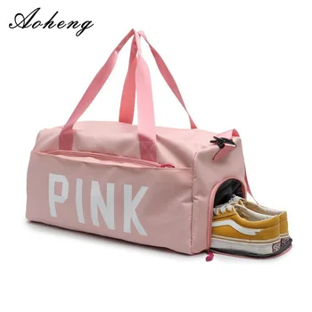 

Grote Capaciteit Reizen Gym Tote Reistas Roze Casual Pailletten Schouder Duffle Weekend Draagbare Nylon Clutch Waterdichte