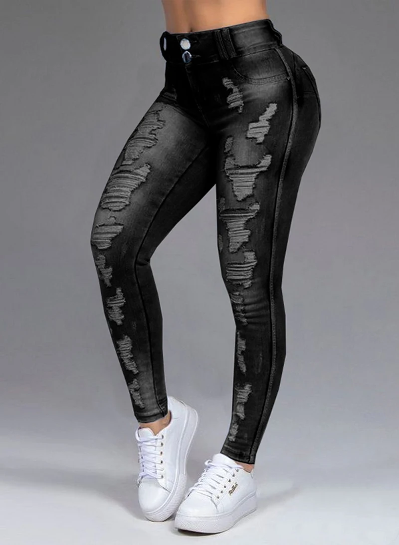 Ripped Jeans Woman High Waisted Pants Aesthetic Female Streetwear ...