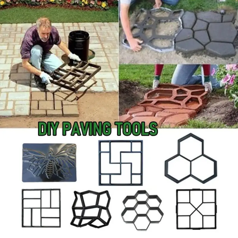 DIY7StyleConcreteMoldReusableWalkMakerSteppingStonePaverPath