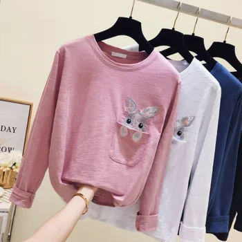

L Autumn Clothing 2018 New Style WOMEN'S Dress Loose Versatile Long-sleeved T-shirt