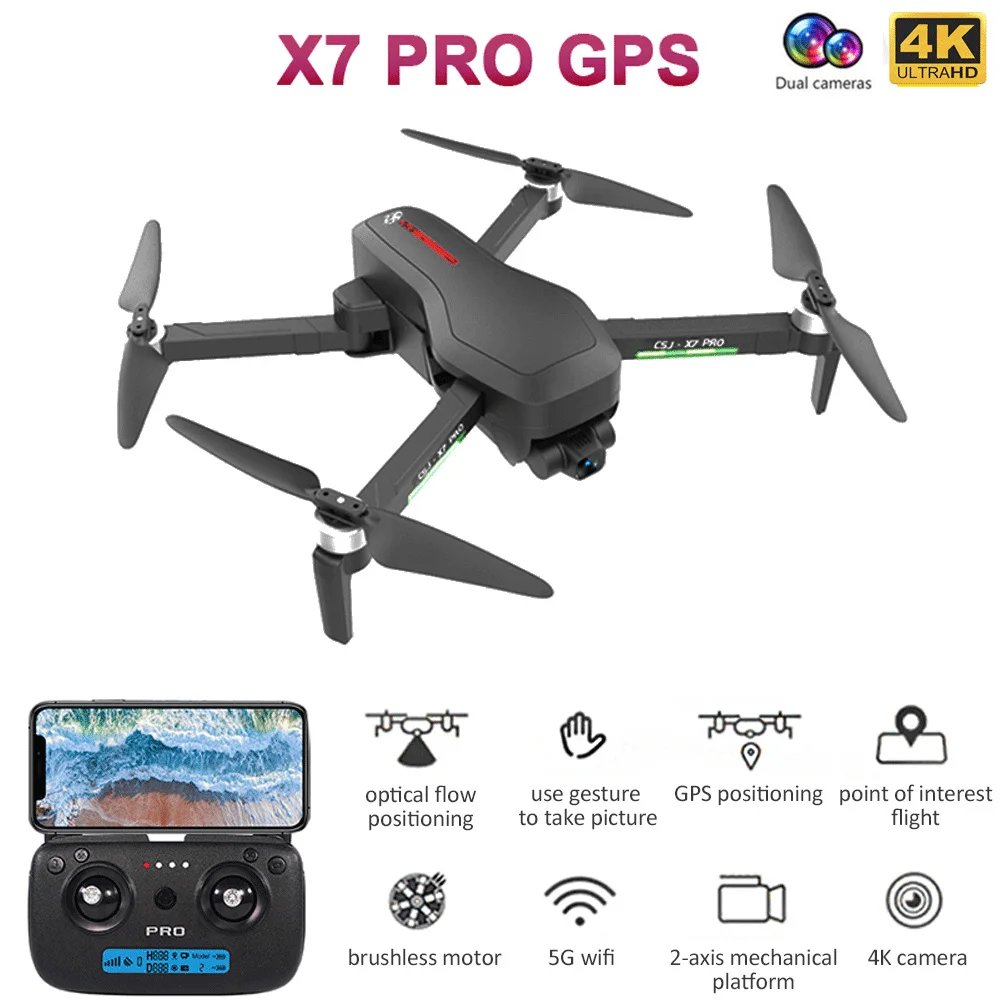 Пси X7 Pro Profissional мини-Дрон с 4K HD Camera5G GPS Wi-Fi FPV RC вертолет Квадрокоптер 2-ось