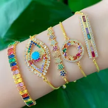 Zlxgirl Модный Цветной, с кубическим Цирконом медный регулируемый браслет женский Amazon морские Аксессуары Четыре дизайна выбирают