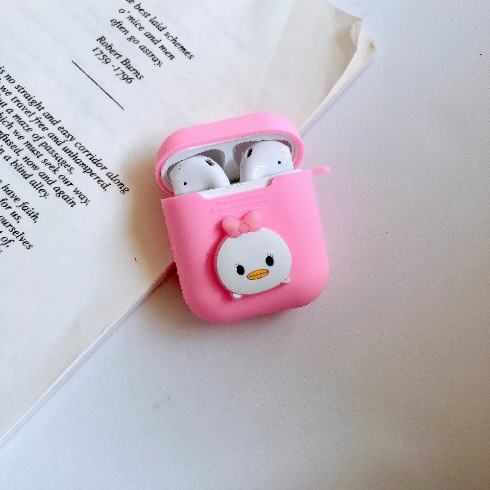 For Airpods No Face Man Silicone Case Protective Cover Fundas for Apple airpods 2 Accessories box with finger Anti-lost ring