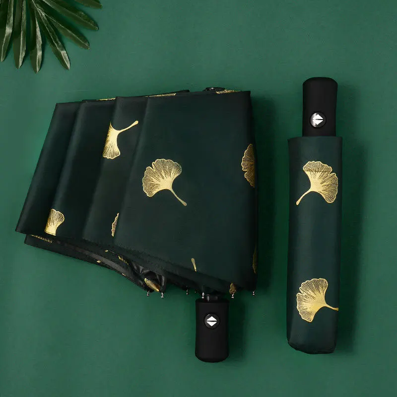 Automatic Black Coating Coated Sun Umbrella Sunscreen Windproof Umbrella Ladies Dual-Use Folding Umbrella