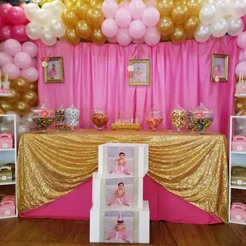 

90x90-Inch Gold Rectangle Tablecloth for Wedding Party Cake Dessert Events Table Linens