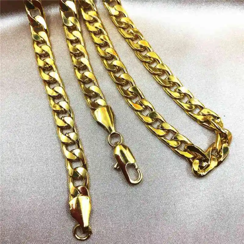 

Wedding Gift Women Men Necklace Pendant Gold Curb Chunky Chain Silver Jewellery