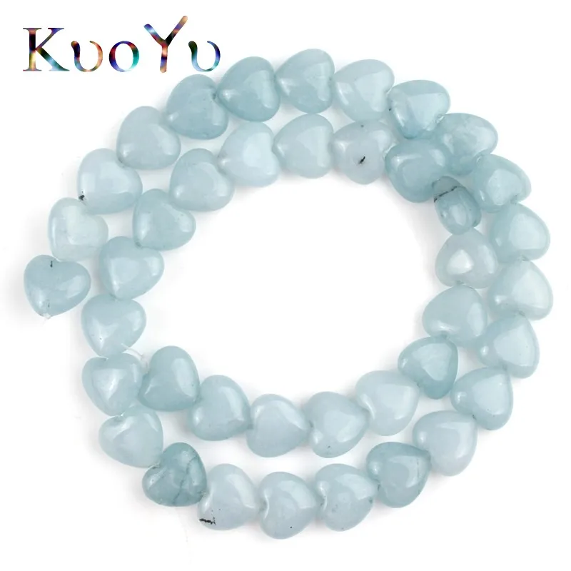 Blue Chalcedony 10X10 мм Сердце Любви кварцевые Нефы кристалл тигровый глаз каменные бусины россыпью спейсер натуральный камень бисера для самостоятельного изготовления ювелирных изделий Браслеты - Цвет: Blue Chalcedony