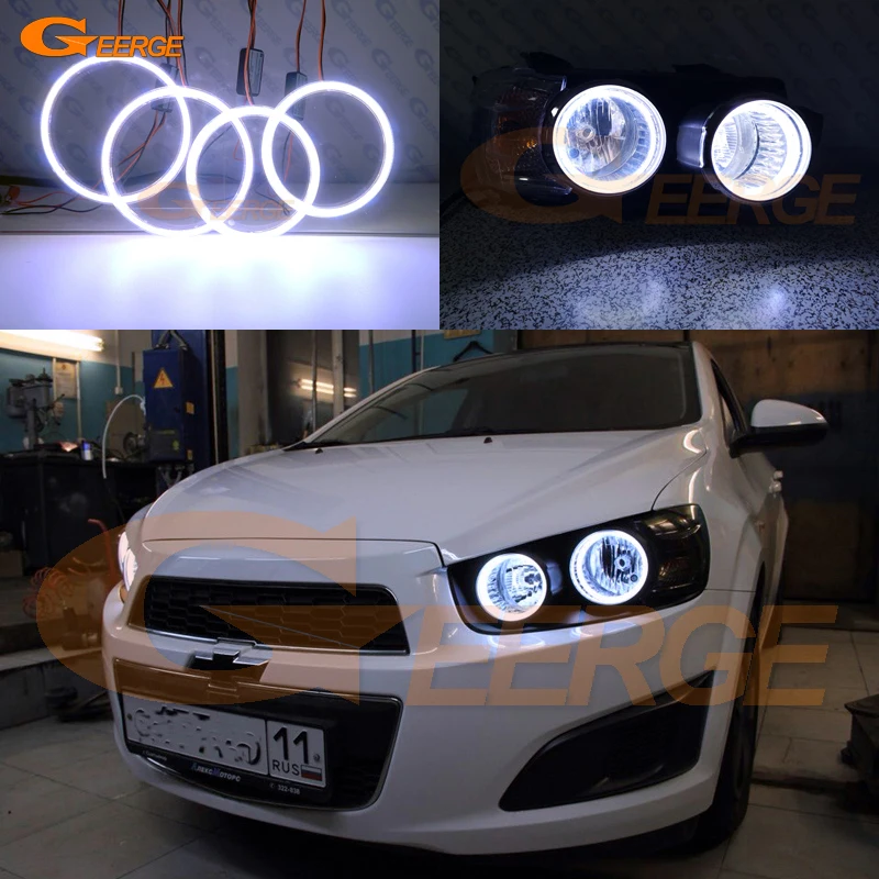 Отличный COB комплект светодиодов глаза ангела halo кольца ультра яркие для Chevrolet AVEO