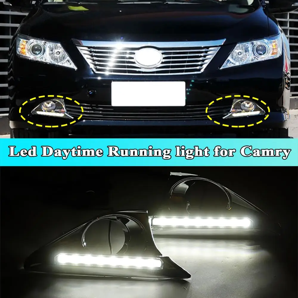 Led Drl для Toyota Camry 2012 2013 дневной ходовой светильник Drl передний бампер водительская противотуманная фара Дневной светильник головной светильник аксессуары