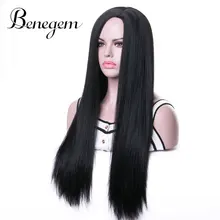 Benegem Длинные прямые парик черный 28 дюймов 71 см для женщин Косплей парики синтетический костюм