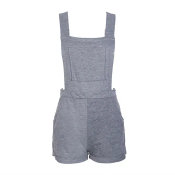 

New Women Ladies Clubwear Plain Playsuit Bodycon Solid Gray Pocket Party Jumpsuit&Romper Trousers Woman Clothing
