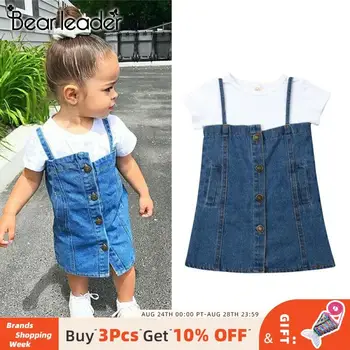 

Bear Leader Girls Dress New Summer Fashion KIds Denim Dresss Short Sleeve Baby Girl Costumes Children Clothing Outfits for 2 5Y