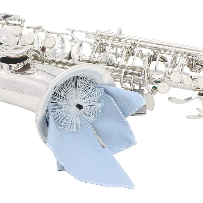 Горячая-Sax очистка саксофона ткань инструмент с щеткой для деревянных саксофона Инструменты Запчасти и аксессуары