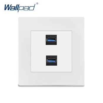 

2 USB 3.0 Socket Charge Wallpad Luxury White Wall Electrical Outlet Sockets PC Panel
