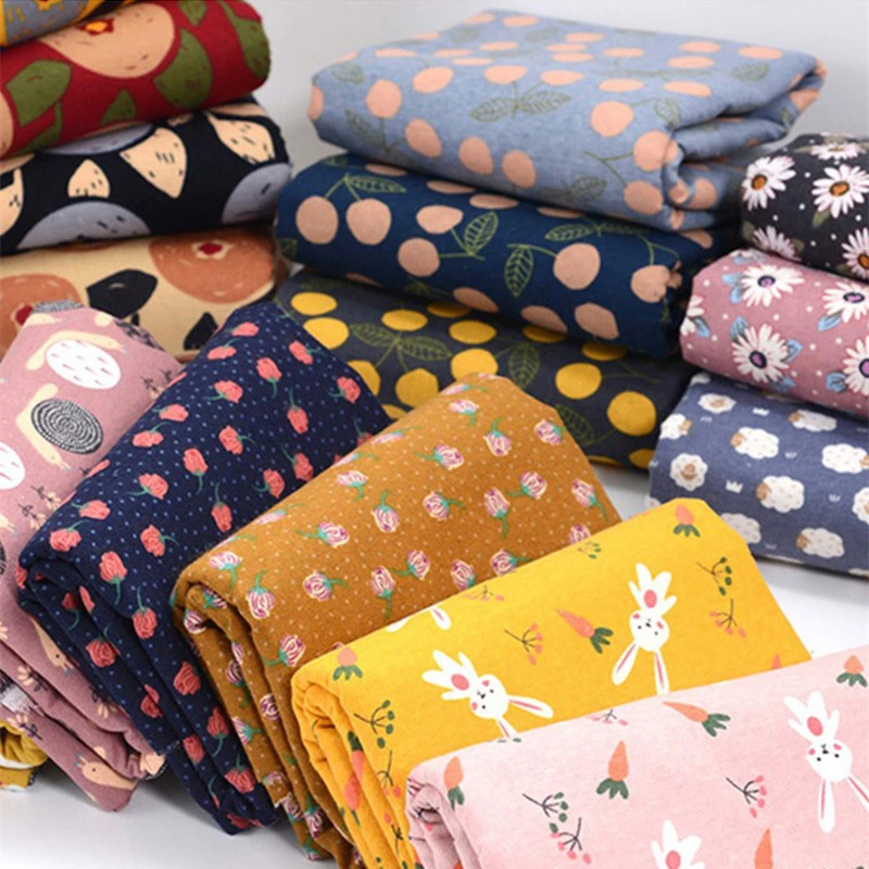 Tela de franela medio metro para bebé, tejido de franela cepillado de algodón con estampado de flores dibujos animados para ropa, camisa, pijamas, T1076|Tela| - AliExpress