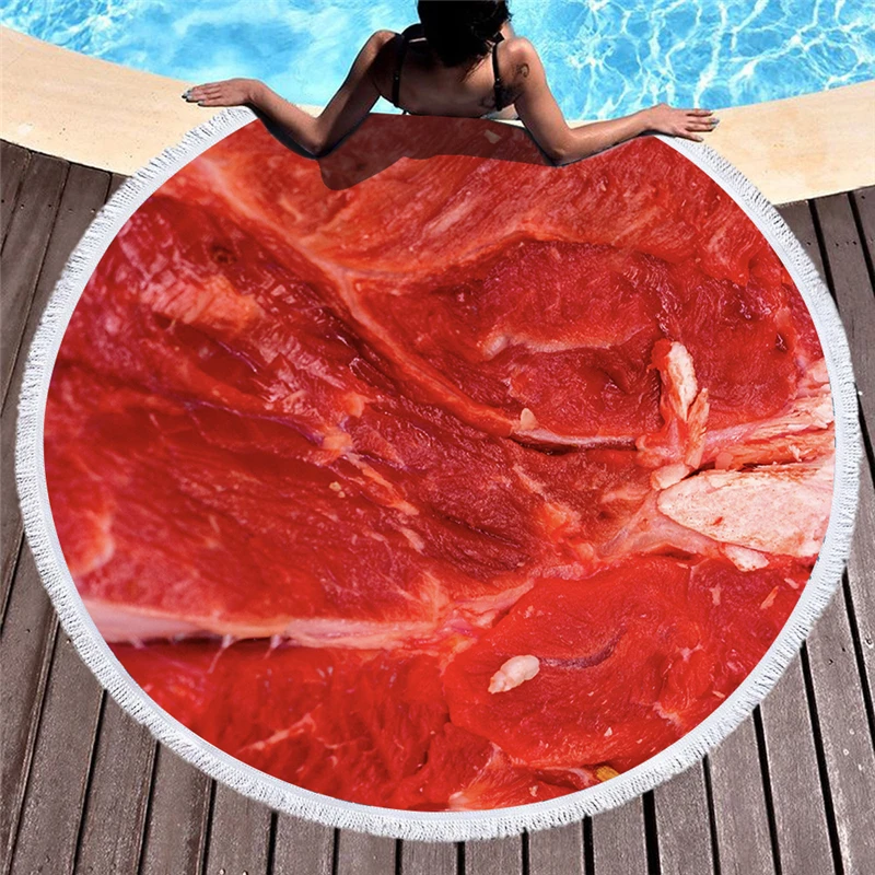 Streaky свиная свинья напечатаны круглый микрофибра пляжное полотенце Йога коврик одеяло с кисточками банное полотенце декоративный домашний, мебельно-декоративная ткань