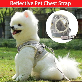 

2020 New Arrive Reflective Pets Chest Strap Dog Harness Leash Set Puppy Cat Collar Pet Cat Dog Safety Walking Vest Clothes