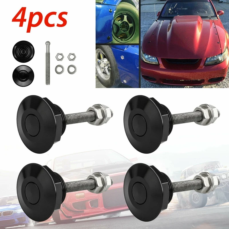 4 pçs universal 32mm/1.25 "botão de pressão boleto capa pinos bloqueio clipe kit motor bonnets bloqueio de alumínio do carro trava rápida|Capuzes| -