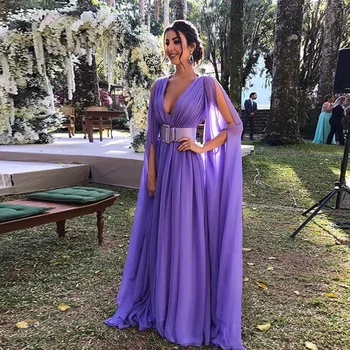 

Women summer long purple one piece dress C070 sexy V neck sash plus size high quality ladies female ball gown ankle length dress