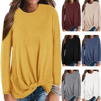 

clothing OWLPRINCESS 2019 Autumn New round Neck Twisted Long Sleeve Casual Loose T-shirt Knitted Top