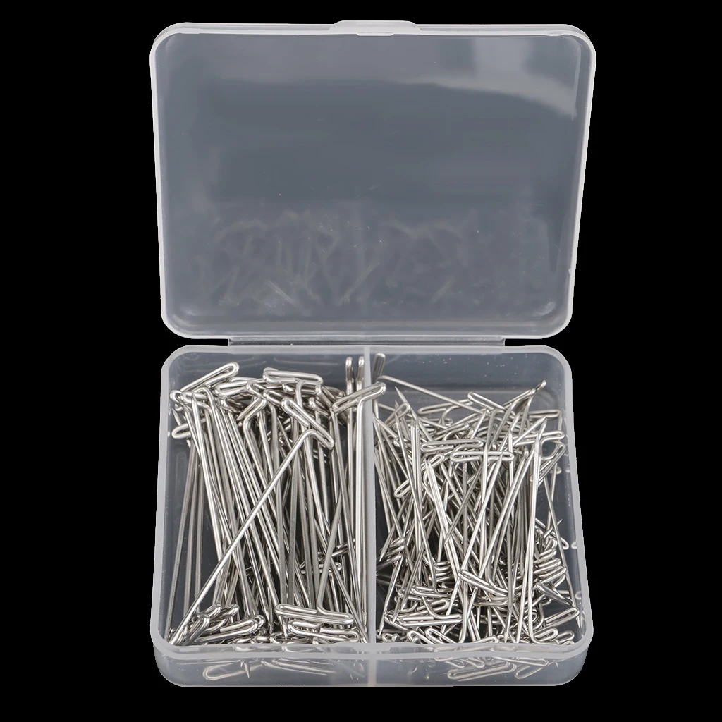 150 Pack Wig T-Pins 2 Inch with Plastic Box, Silver, Get for Pinning Knitting for Blocking