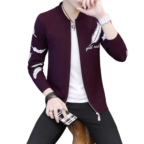 New Fashion 2020 Spring Casual Slim Fit Cardigan Men Autumn Feather Fnitted Stand Collar Zipper Sweater Men Knitwear Coat Male New Fashion 2020 Spring Casual Slim Fit Cardigan Men Autumn Feather Fnitted Stand Collar Zipper Sweater Men Knitwear Coat Male