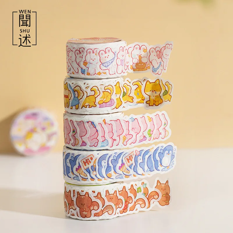 

40 pcs/lot Cartoon Dog Animal Masking Washi Tape Decorative Adhesive Tape Diy Scrapbooking Sticker Label Stationery