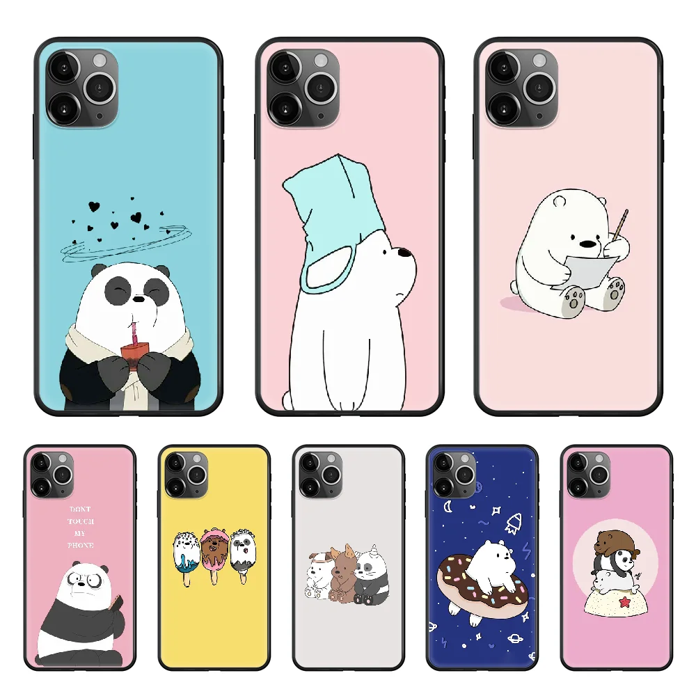 

Cute Funny Bear Cartoon Mom Baby Phone Case cover For iphone 4 4S 5 5C 5S 6 6S PLUS 7 8 X XR XS 11 PRO SE 2020 MAX black
