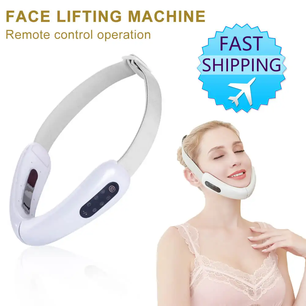

EMS Facial Lifting Massager Micro Current Red Blue LED Photon Therapy Face Slimming Care Machine V-Line Reduce Double Chin Belt