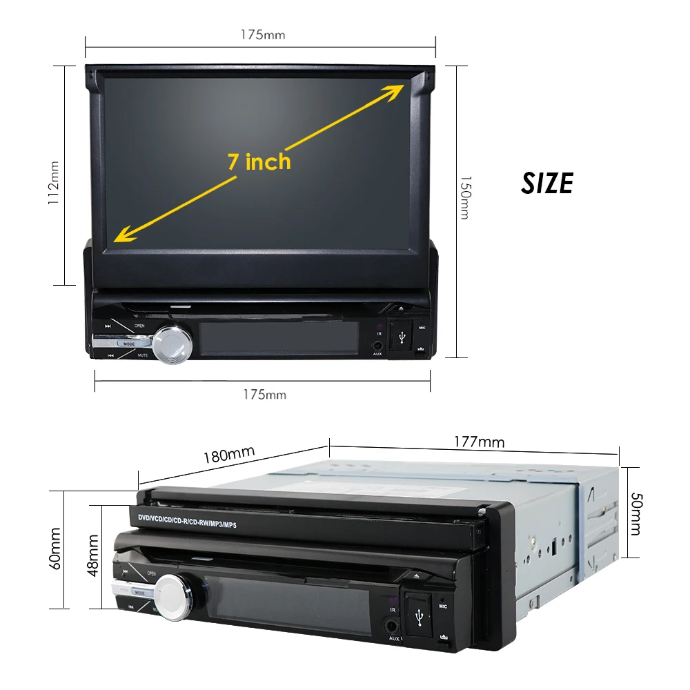 7 дюймов выдвижной gps плеер автоматически 1 Din Автомобильный Радио плеер мультимедиа для vw polo skoda octavia 2 ford fiesta porsche kia