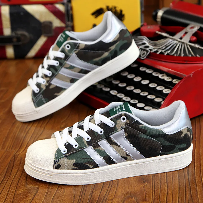 

Four Seasons Paragraph Camouflage Three Bars Shell Head MEN'S Flat Shoes Stitching Reinforced Military Shoes Sports Footwear Men