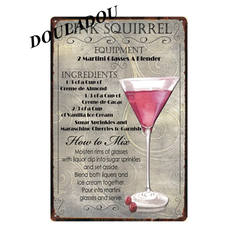 [Douladou] Cocktail Lounge Mai Tai Наклейка на стену жестяная вывеска металлическая вывеска Маргарита GIN FIZZ винтажная картина для паба магазин плакат 20x30 см