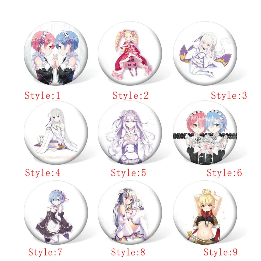 

Re:Life in a different world from zero Anime Cosplay Badge Cartoon Brooches Pins Collection bags Badges for Backpacks Clothes