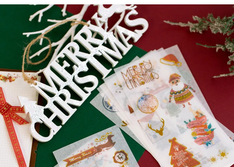 JIANWU 6 шт./компл. милые веселые рождественские серии золочение клейкие стикеры Творческий журнал сделай сам наклейка для скрапбукинга персонализированные наклейки