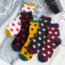 Осенне-зимние новые носки в японском стиле для колледжа, модные женские носки с сердечками, Новое поступление