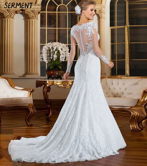 SERMENT Wedding Новое сексуальное свадебное платье с юбкой-годе на плечах с v-образным вырезом водорастворимое кружевное свадебное платье с хвостом свадебное платье