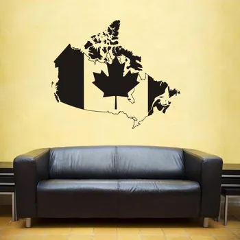 

Canada Map Wall Stickers Large New Design Coffee Shop Pattern Wall Decal Vinyl Poster Sticker Canadian Map Decals