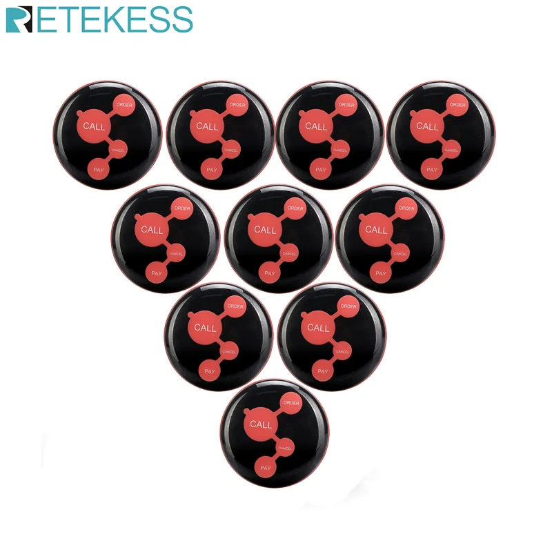 Кнопочный пейджер Retekess TD010 433 МГц для ресторанов беспроводная система вызова