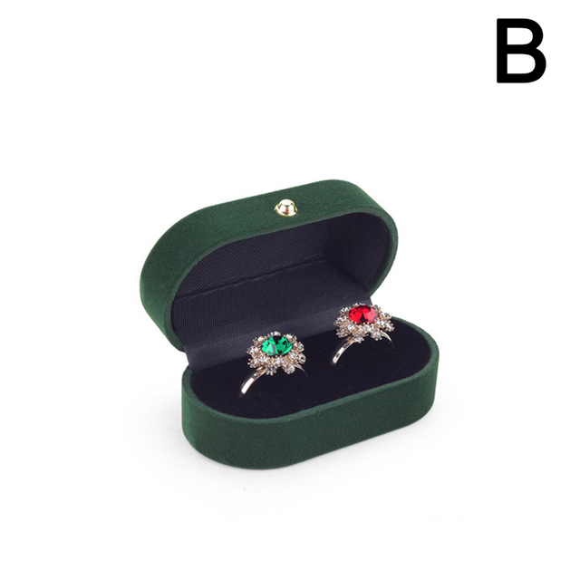 Party Couple Rings Boxes Solid Color Plush Velvet Bridegroom Bride Rings Organizer Jewelry Display Boxes Storage Boxes