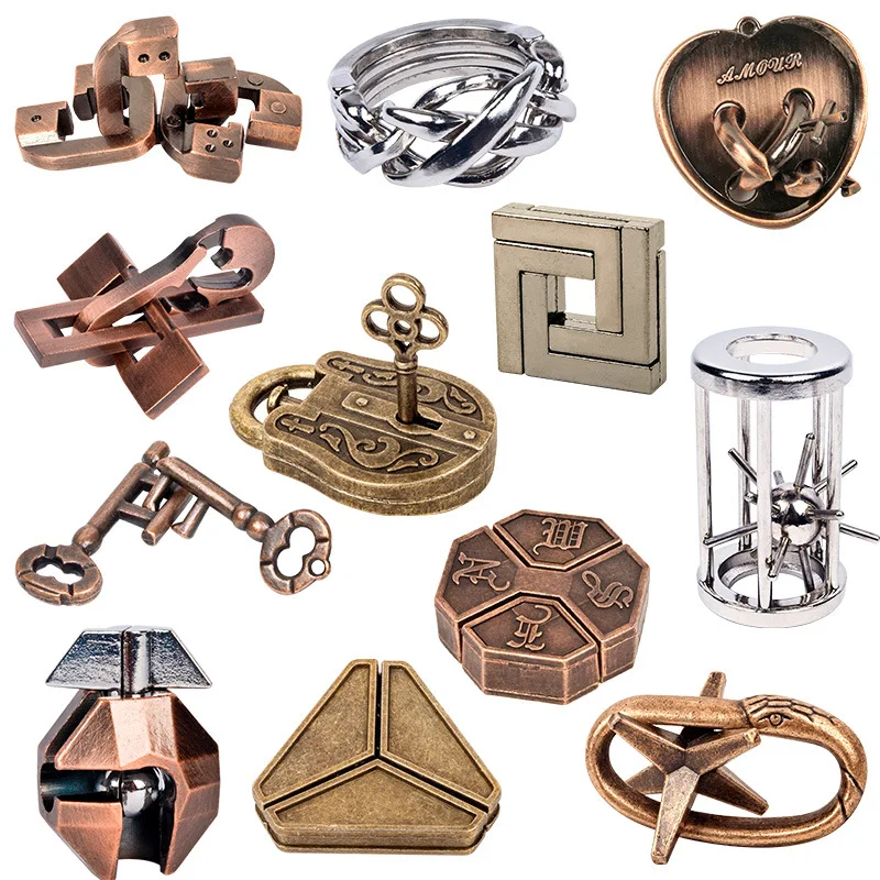 Classic IQ Metal Brain teaser Magic Baffling Puzzles Game Toys for  Children Adults
