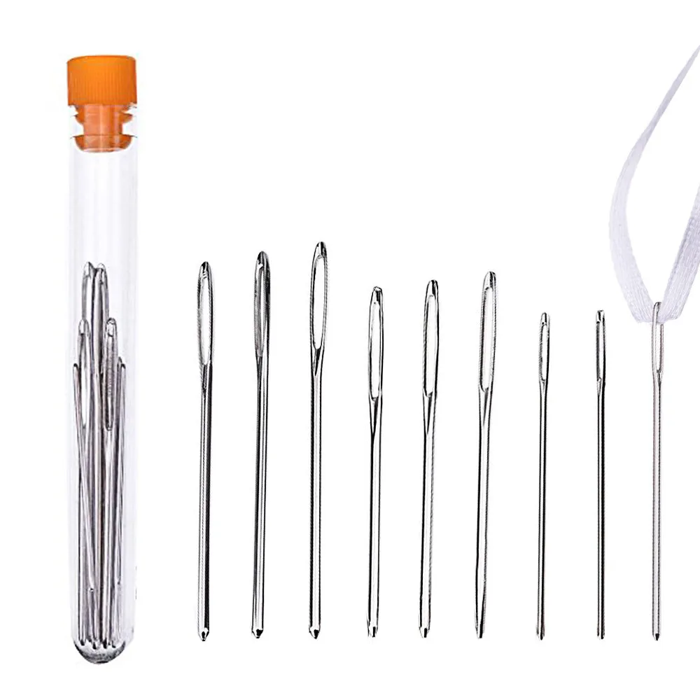 9pcs Large eye Blunt Needles Steel Yarn Knitting Sewing Arts And Crafts 2019 New | Дом и сад