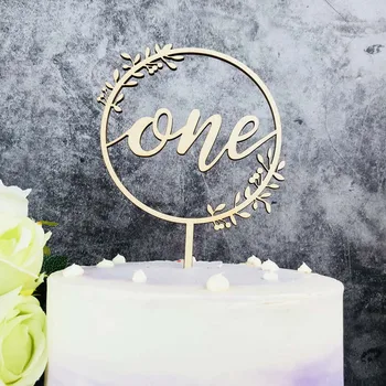 

Wooden One Cake Topper Birthday Party Cupcake Toppers Flags Wedding Baby Shower Supplies Beautiful Baking Dessert Decorations