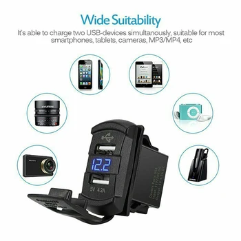 

Universal Charger For Xiaomi Redmi Note 8 7 pro 9cc 12V/24V 4.2A Car Dual USB Socket LED Voltmeter Rocker Switch Panel Charger