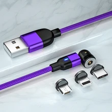 Rotatable Magnetic Cables LED Indicator Phone accessories USB cable for Micro Type C ios devices charging and data transfering