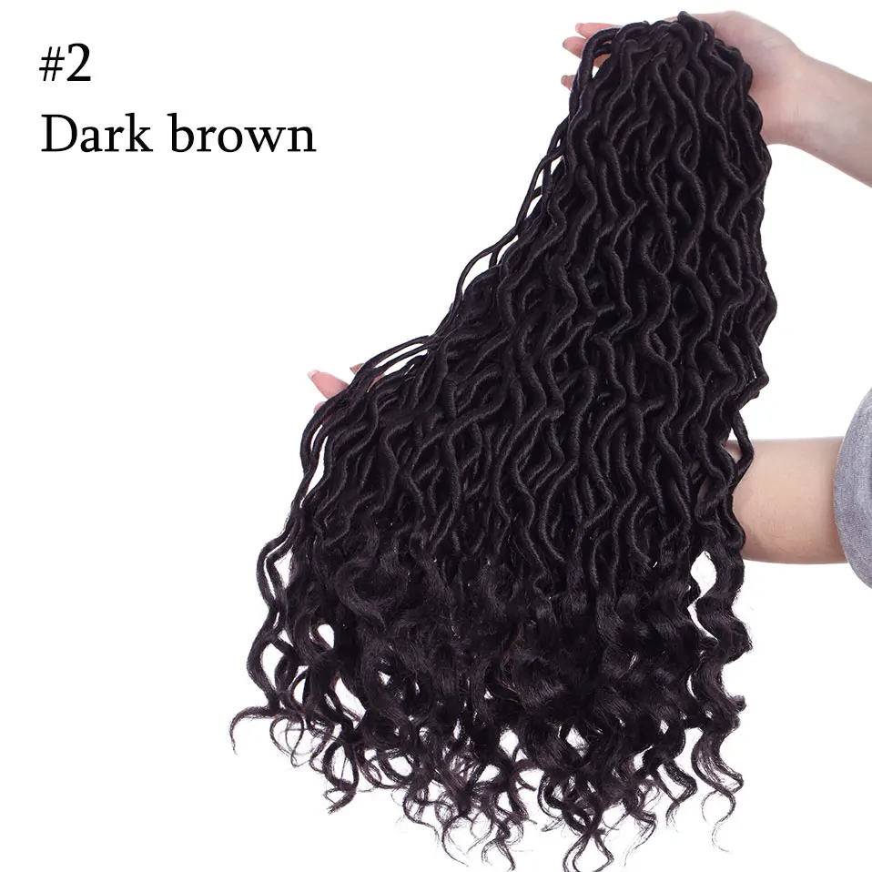 S-noilite 20 дюймов Faux locs Curly вязанные крючком волосы в богемном стиле синтетические плетеные волосы 24 пряди/шт. Вязанные косы волосы для черного цвета - Цвет: dark brown