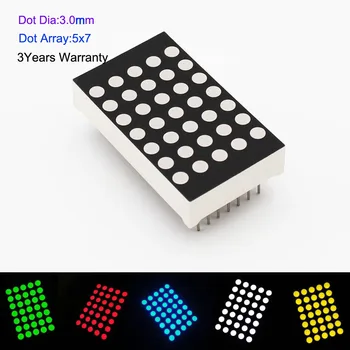 

2PCS White Blue Red Green Yellow 5x7 14Pin 3.0mm Dot Matrix LED Display For Elevator Panel Common Anode
